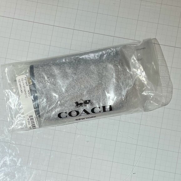 Coach Zip Around Card Coin Purse Wallet Navy Micro Holder Crossgrain Leather SLG - Picture 5 of 5